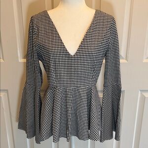 L’Academie Black & White Gingham Women's Top Size M
